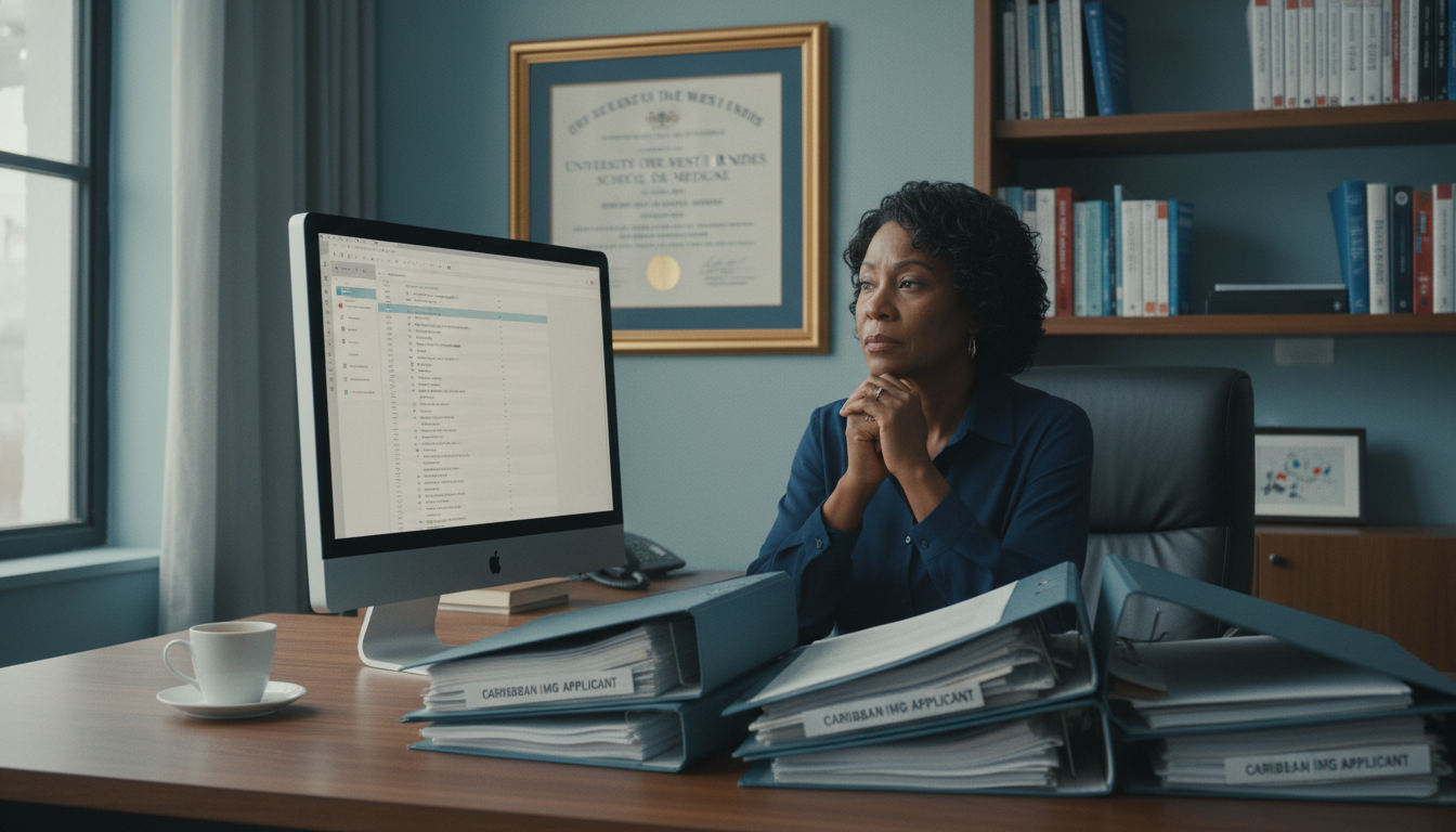 Residency program director reviewing emails from applicants Residency program director reviewing emails from applicants - Caribbean medical school residency for Pre-Match Communication