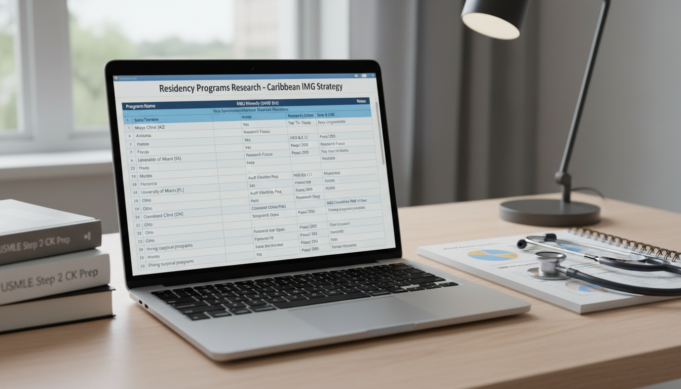 Residency application spreadsheet and data tools on laptop Residency application spreadsheet and data tools on laptop - Caribbean medical school residency for How to Research Programs