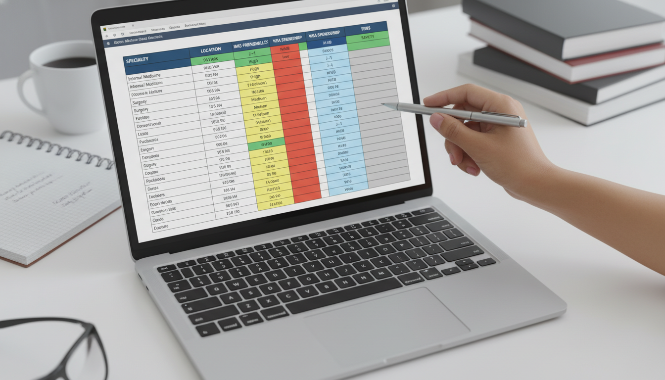 Spreadsheet of residency programs with tiers and filters - Caribbean medical school residency for Program Selection Strategy