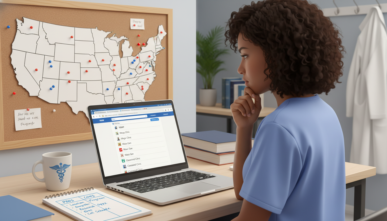 Caribbean IMG evaluating residency programs on a laptop Caribbean IMG evaluating residency programs on a laptop - Caribbean medical school residency for Rank List Strategy Strategie