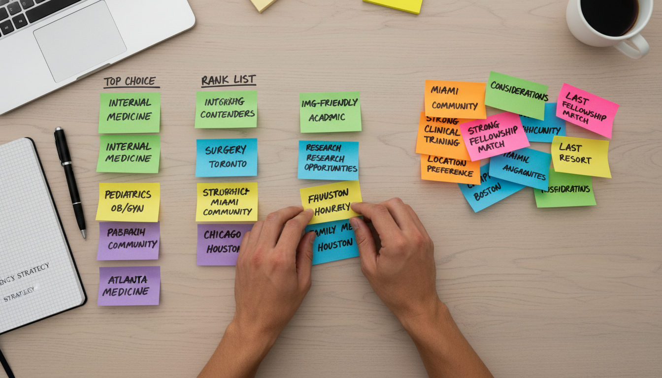 Residency rank list strategy brainstorming with sticky notes Residency rank list strategy brainstorming with sticky notes - Caribbean medical school residency for Rank List Strategy Stra