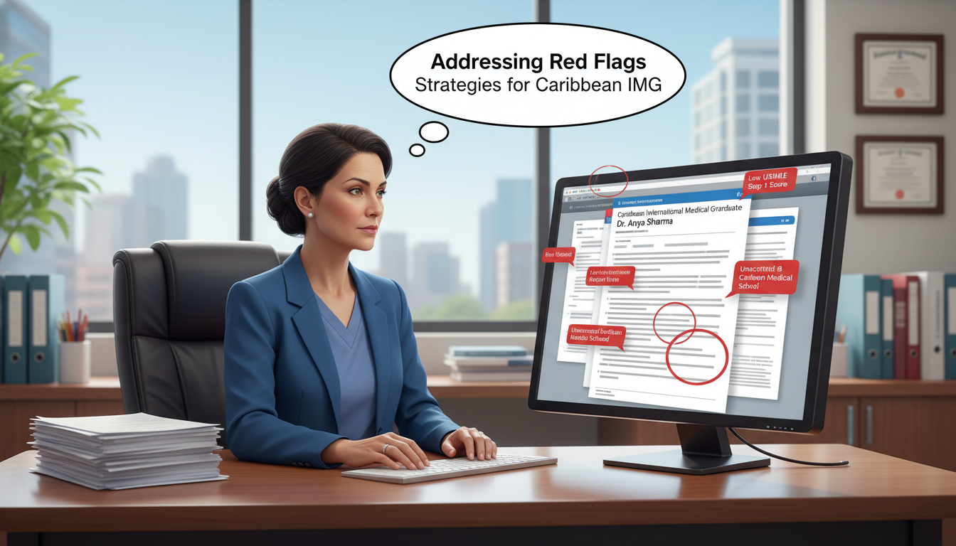 Residency program director reviewing applications with potential red flags Residency program director reviewing applications with potential red flags - Caribbean medical school residency for Addressin