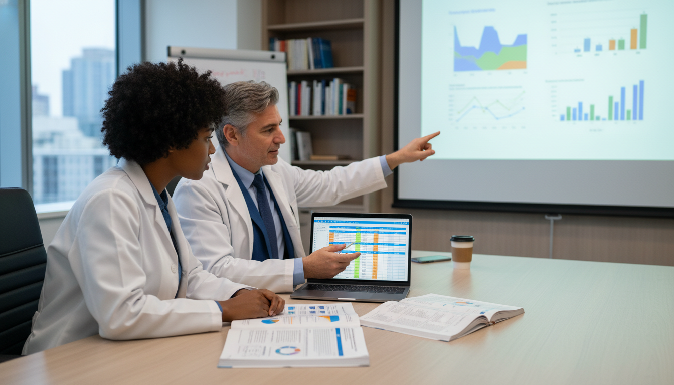 Caribbean IMG participating in research discussion with mentor - Caribbean medical school residency for Research Profile Buil