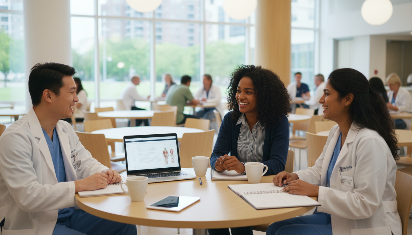 Caribbean IMG speaking with residents during a second look visit - Caribbean medical school residency for Second Look Visits