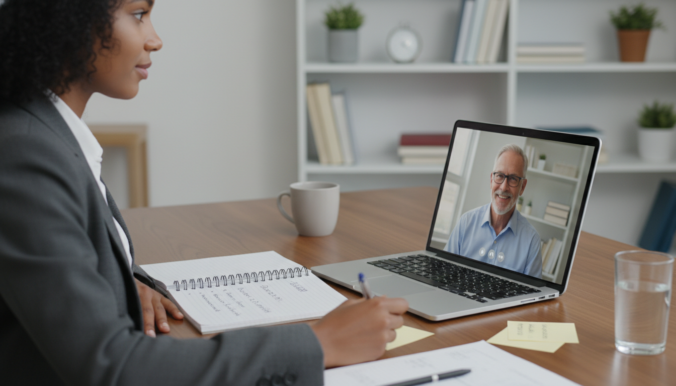 Residency applicant in virtual SOAP interview with program director - Caribbean medical school residency for SOAP Preparation