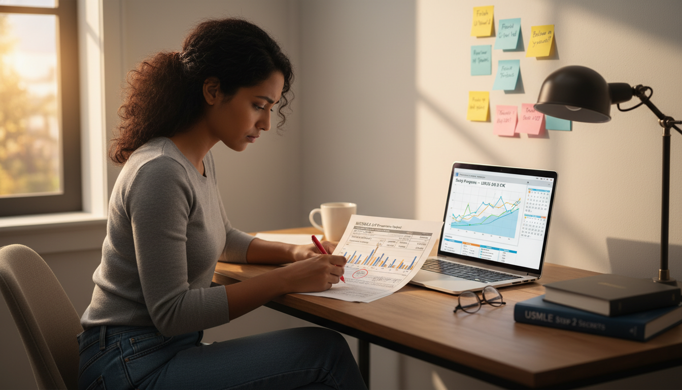 Caribbean IMG reviewing USMLE practice exam results Caribbean IMG reviewing USMLE practice exam results - Caribbean medical school residency for USMLE Step 2 CK Preparation Stra