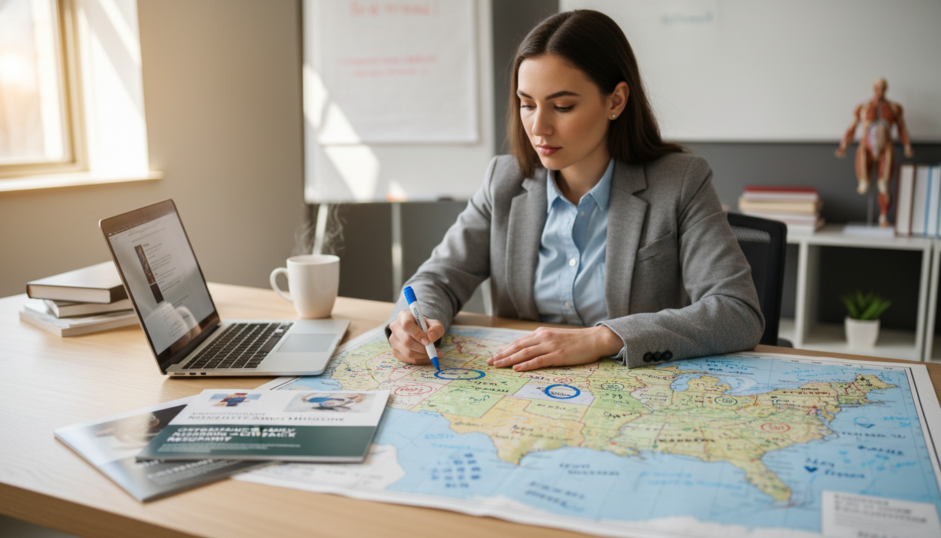 DO graduate mapping out residency regions with zones of preference DO graduate mapping out residency regions with zones of preference - DO graduate residency for Geographic Flexibility Strateg