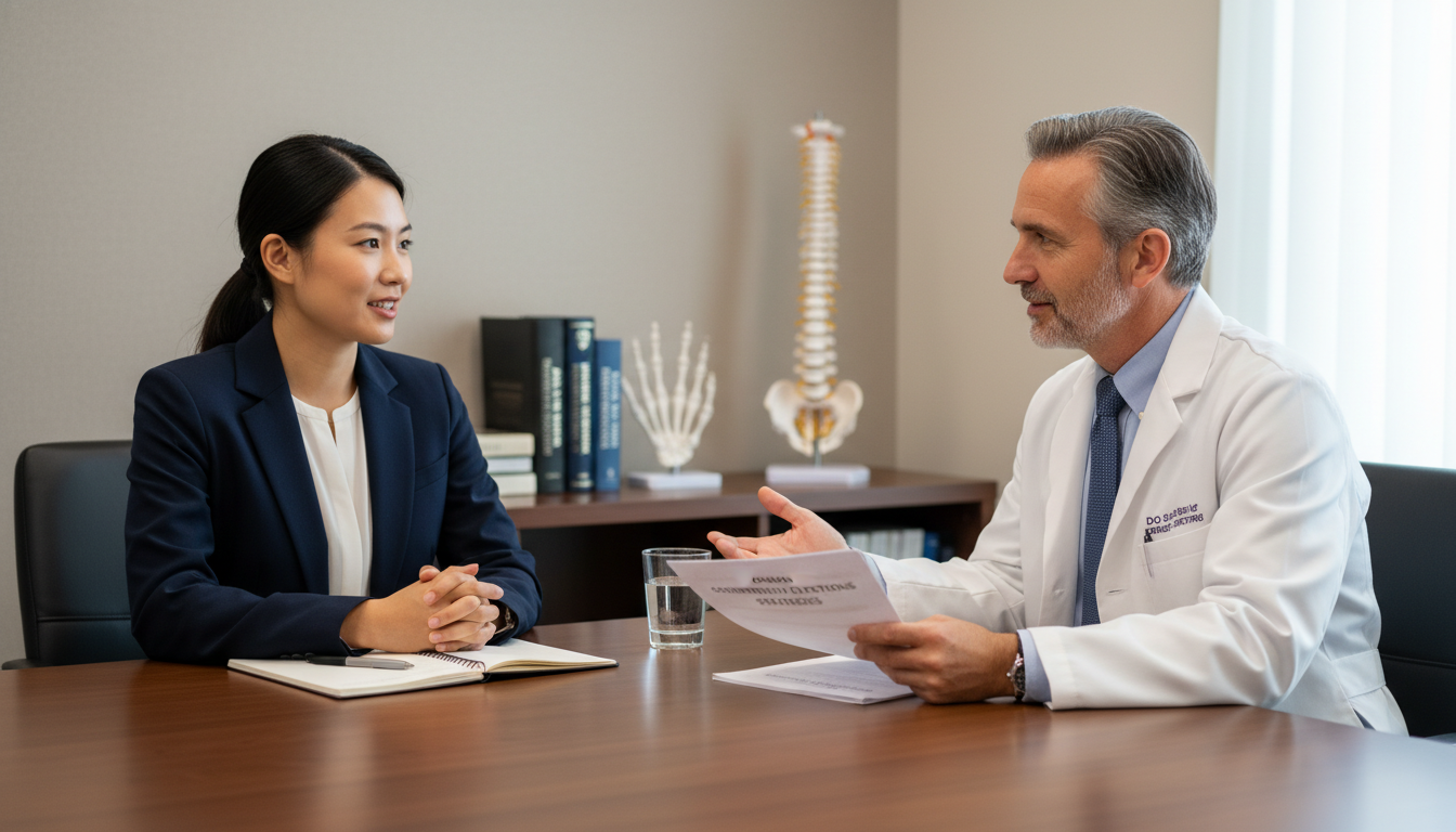 Osteopathic student practicing interview with mentor - DO graduate residency for Common Interview Questions Strategies for DO