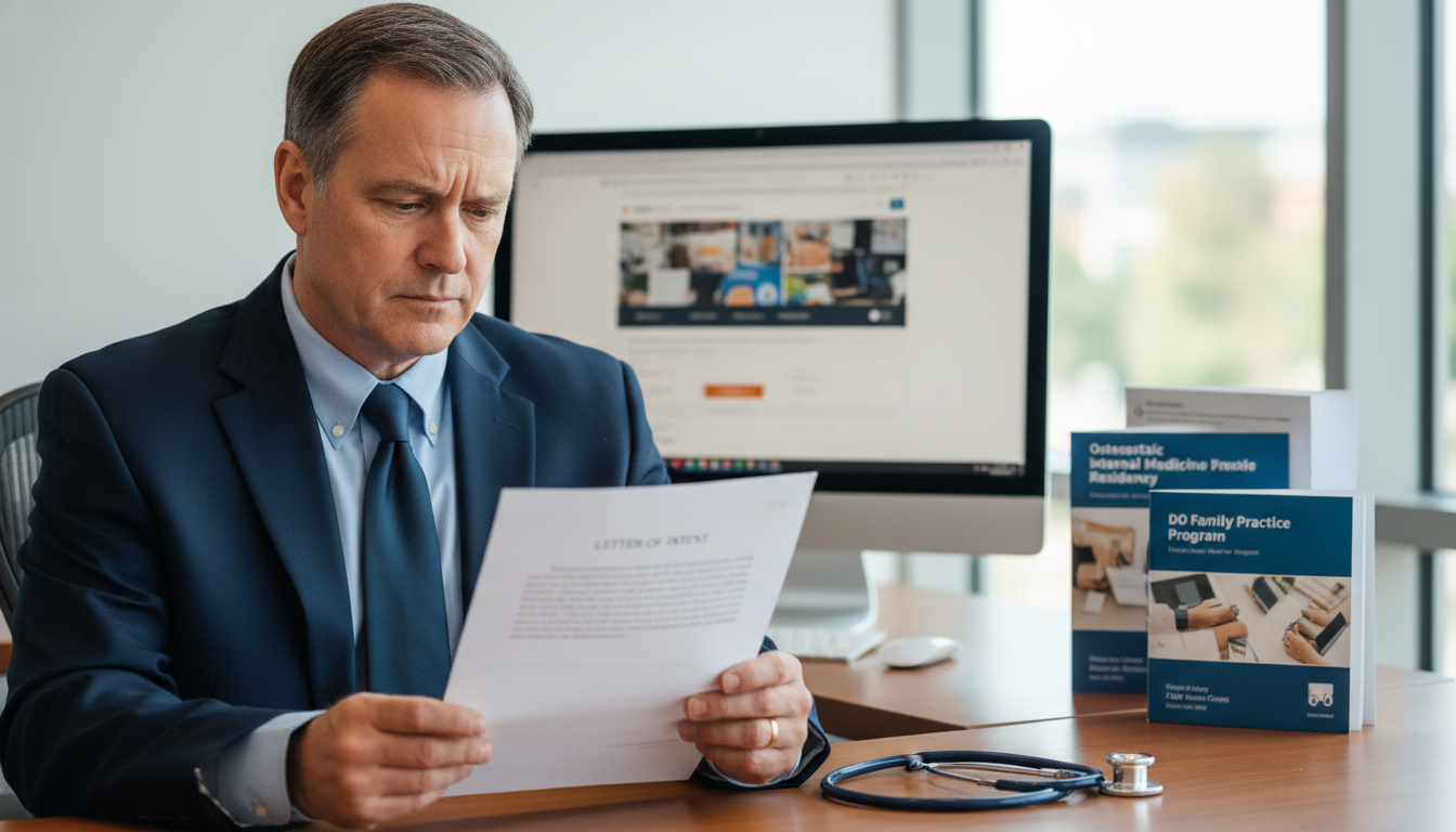 Program director reading a residency letter of intent from a DO graduate - DO graduate residency for Letter of Intent Strateg