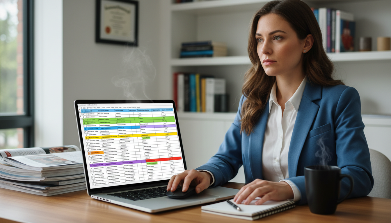 DO graduate reviewing residency spreadsheet and program notes - DO graduate residency for Program Selection Strategy Strategi