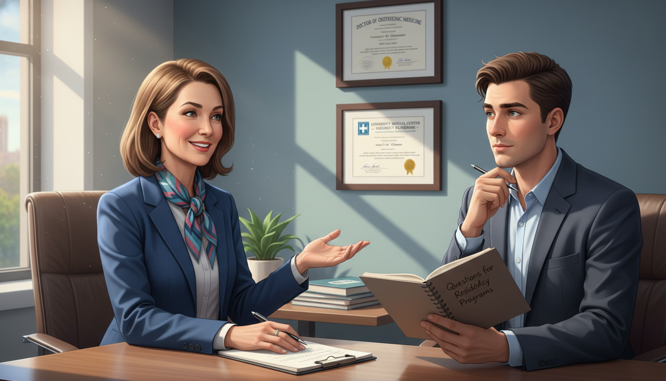 Program director speaking with osteopathic resident during interview - DO graduate residency for Questions to Ask Programs St