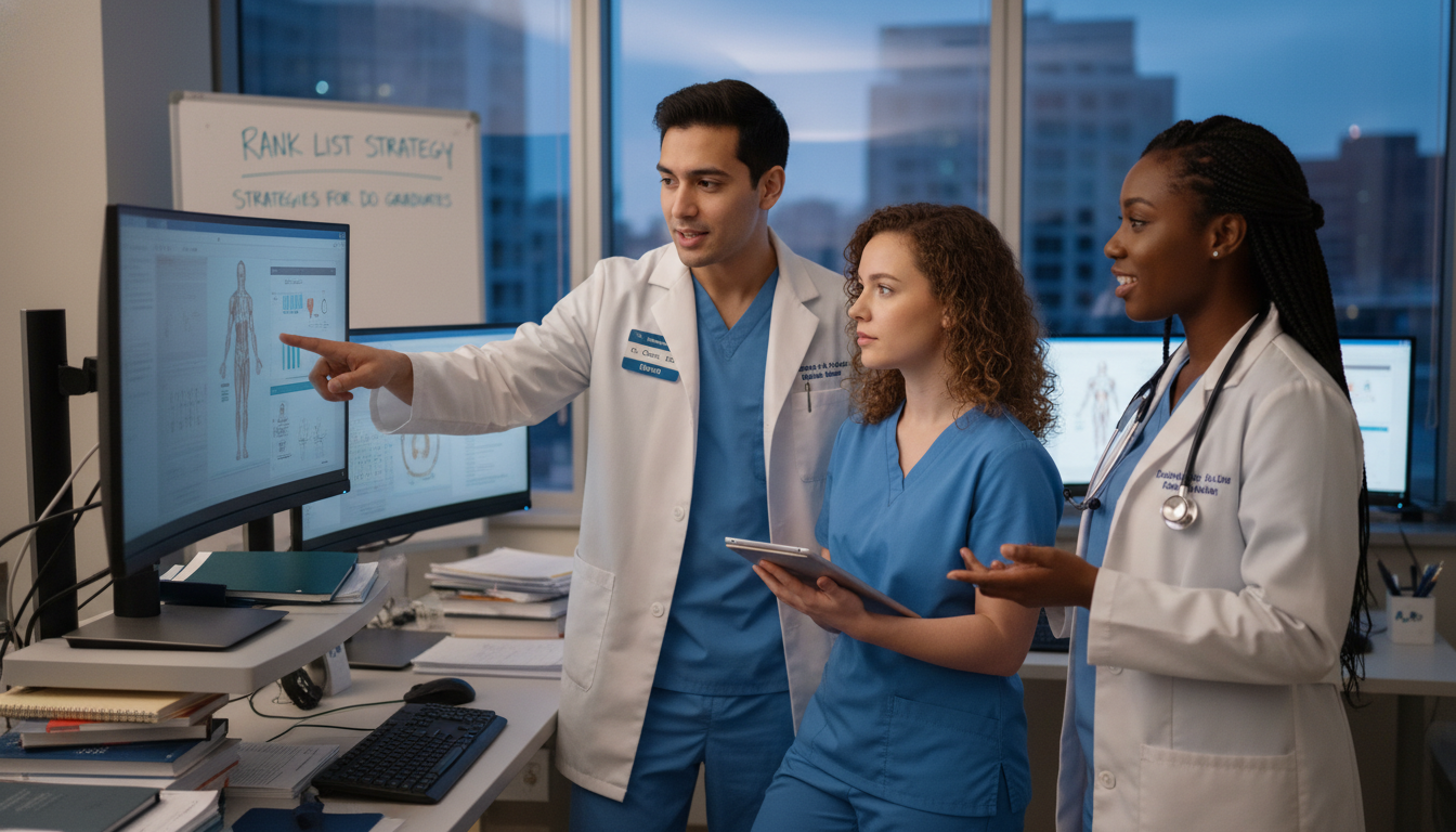DO residents collaborating in hospital workroom DO residents collaborating in hospital workroom - DO graduate residency for Rank List Strategy Strategies for DO Graduate
