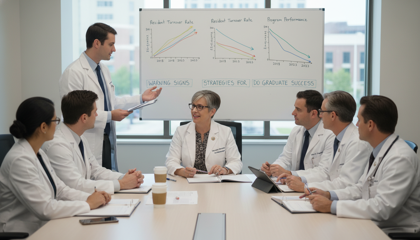 Residency program leadership meeting discussing resident turnover Residency program leadership meeting discussing resident turnover - DO graduate residency for Resident Turnover Warning Signs
