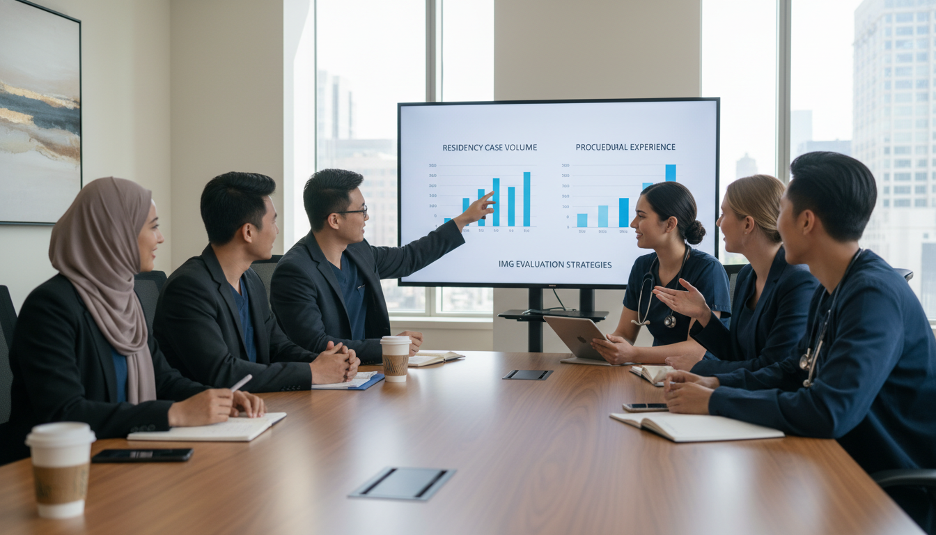 International medical graduate networking with residents at a residency open house International medical graduate networking with residents at a residency open house - IMG residency guide for Case Volume Eval