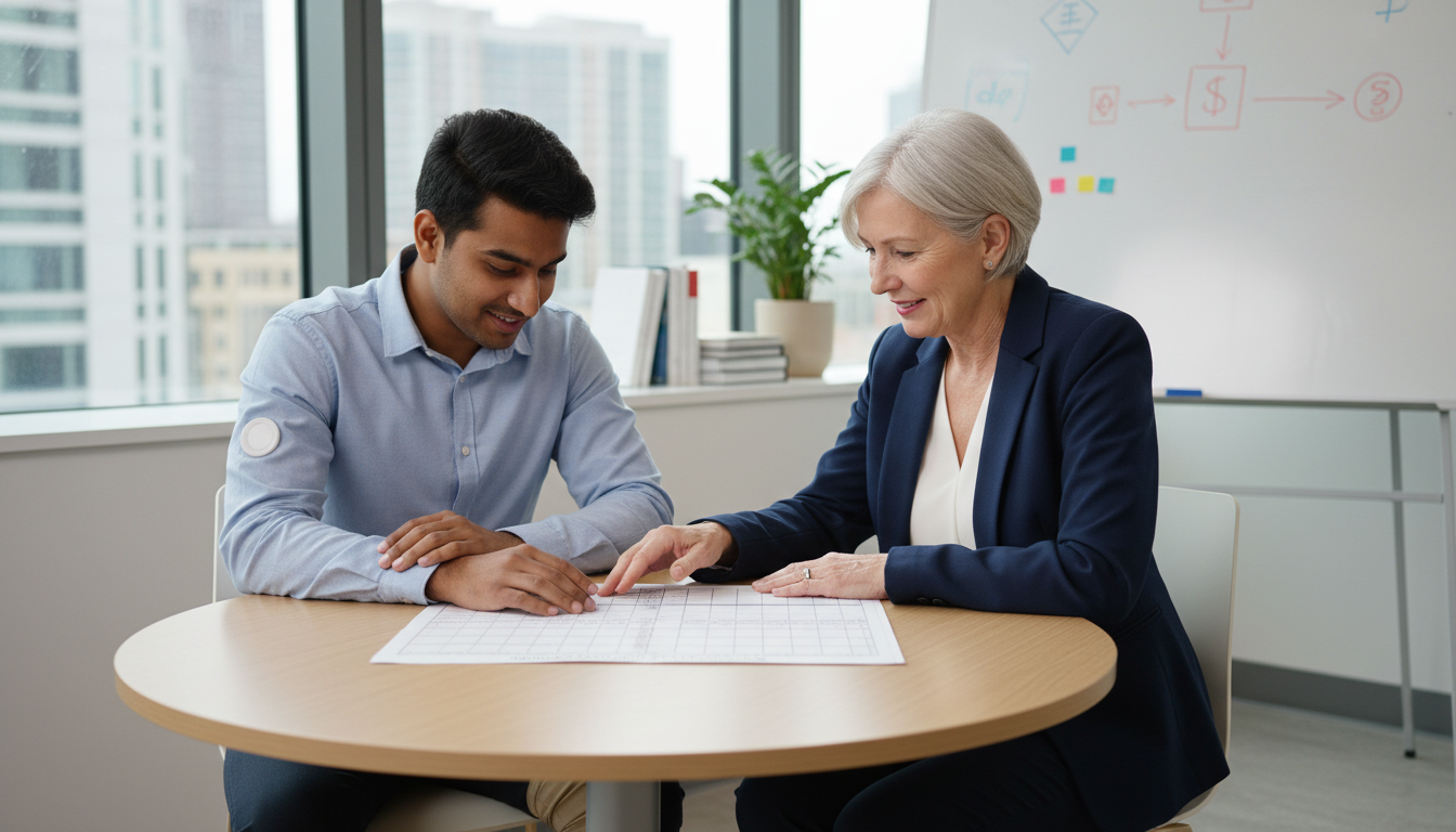 Resident physician with chronic illness arranging a flexible work schedule with program director - IMG residency guide for Ch