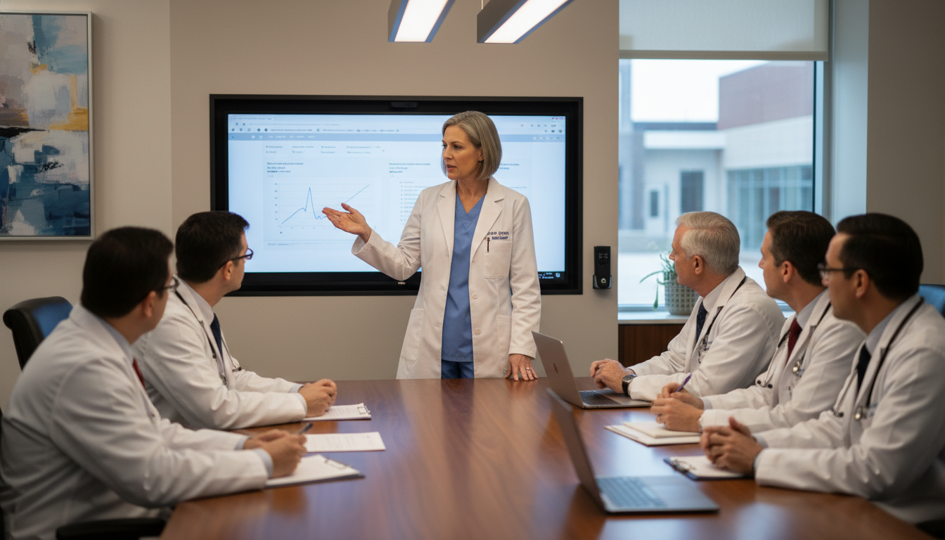 Resident serving as chief resident leading a meeting Resident serving as chief resident leading a meeting - IMG residency guide for Leadership Positions in Residency Strategies f