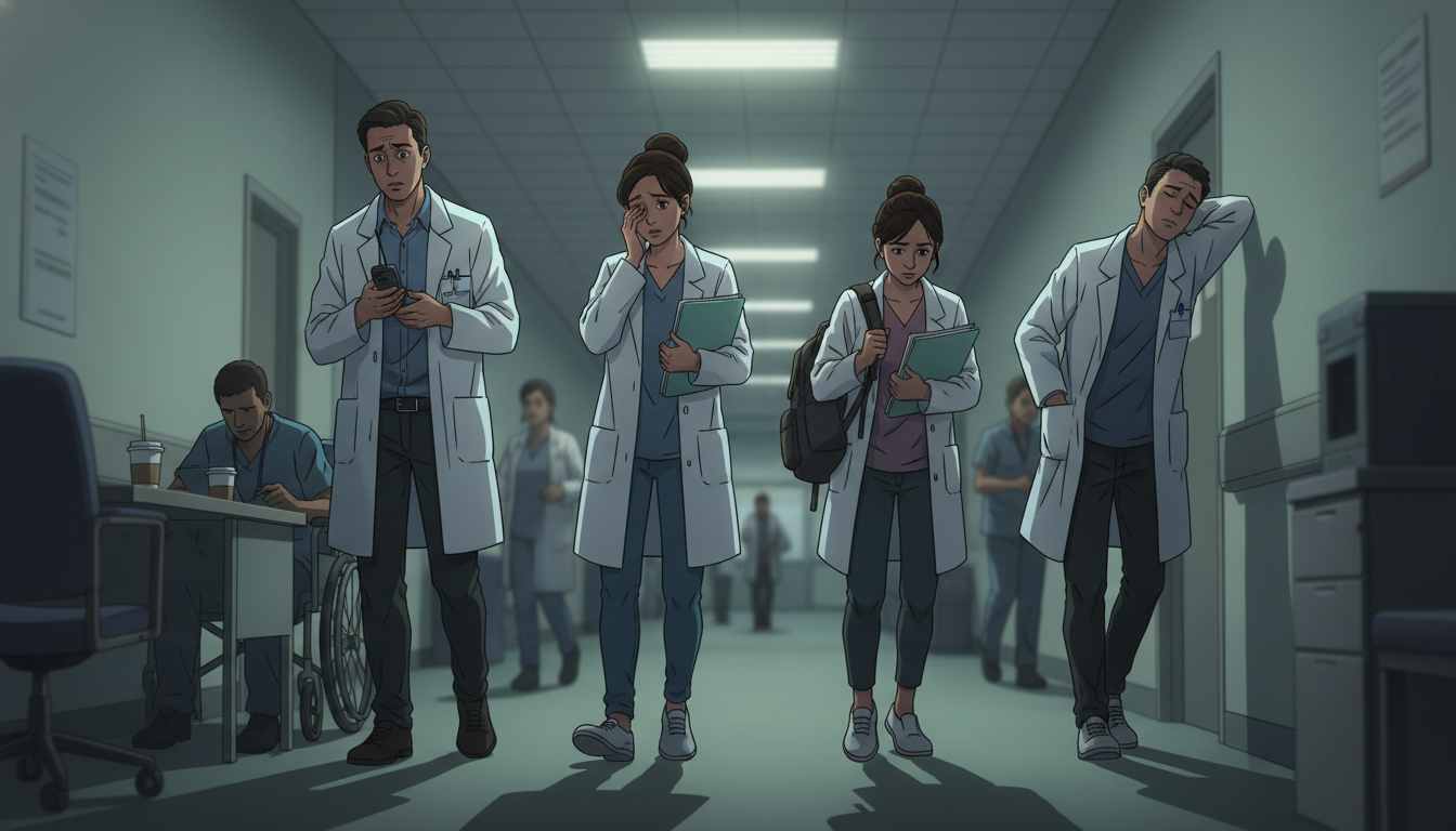 Residents on a busy hospital ward showing signs of burnout Residents on a busy hospital ward showing signs of burnout - IMG residency guide for Identifying Malignant Programs Strategie
