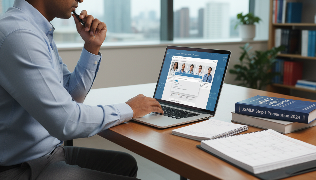 IMG working on medical networking strategy at a desk IMG working on medical networking strategy at a desk - IMG residency guide for Networking in Medicine Strategies for Internat