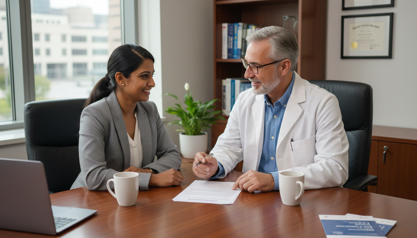 IMG and mentor physician discussing residency strategy IMG and mentor physician discussing residency strategy - IMG residency guide for Networking in Medicine Strategies for Intern
