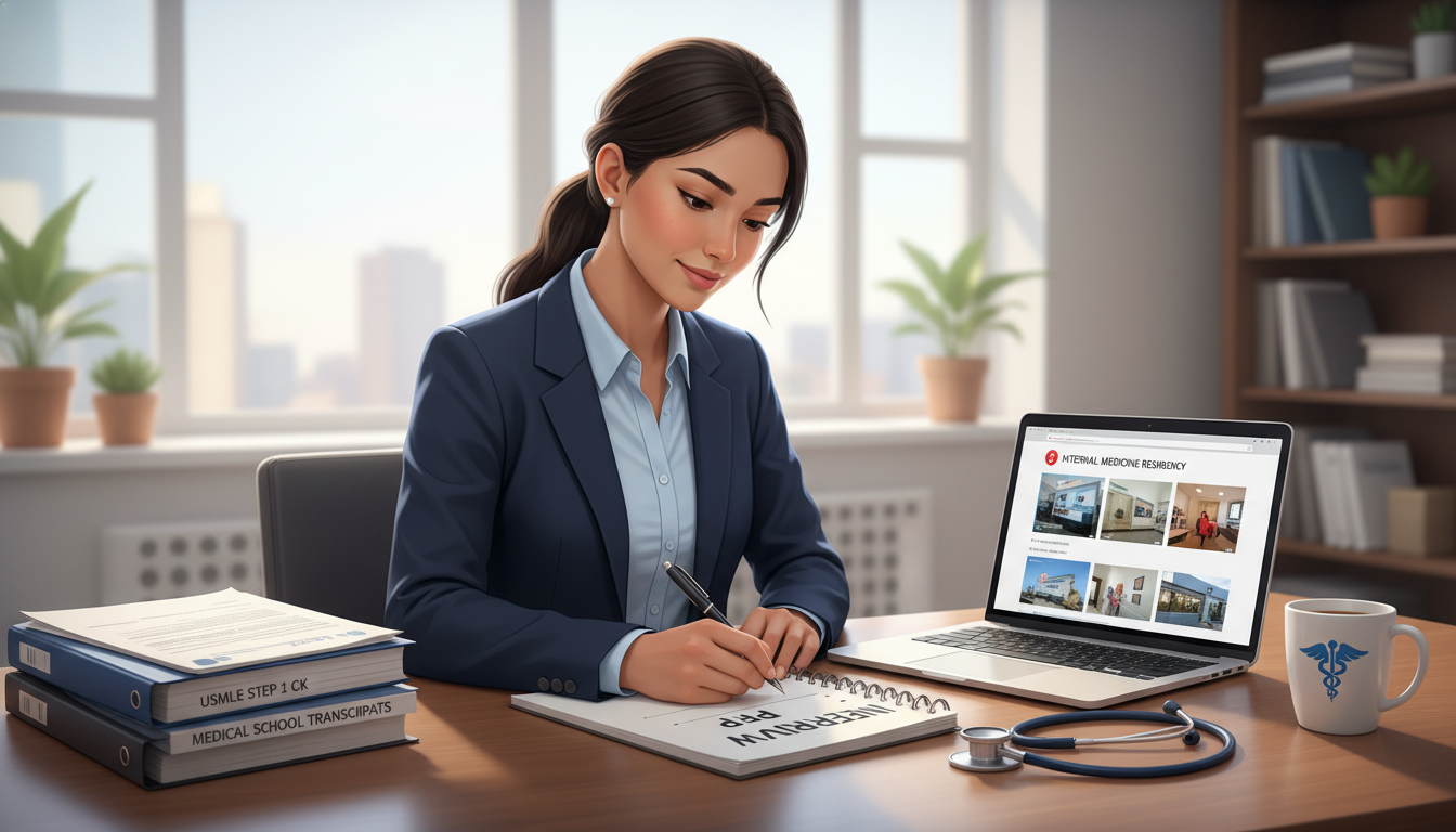 International medical graduate using notebook for residency interview preparation - IMG residency guide for Pre-Interview Pre