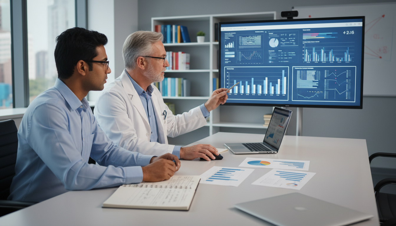 IMG working with a research mentor on data analysis IMG working with a research mentor on data analysis - IMG residency guide for Research Profile Building Strategies for Intern
