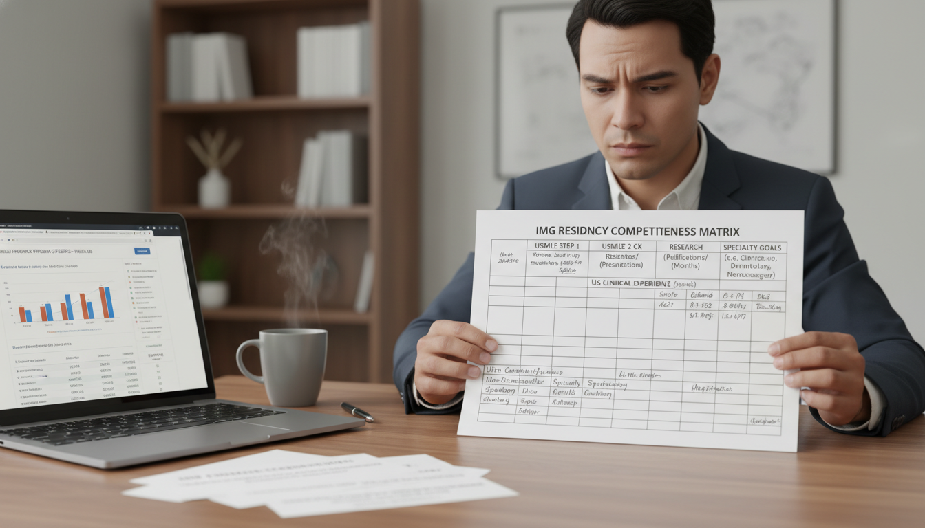 International medical graduate reviewing residency competitiveness metrics International medical graduate reviewing residency competitiveness metrics - IMG residency guide for Ultra-Competitive Specia