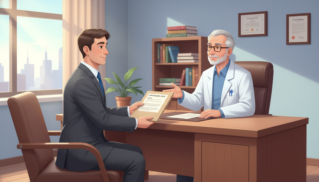 Medical student and attending physician reviewing residency letter of recommendation request - MD graduate residency for Lett