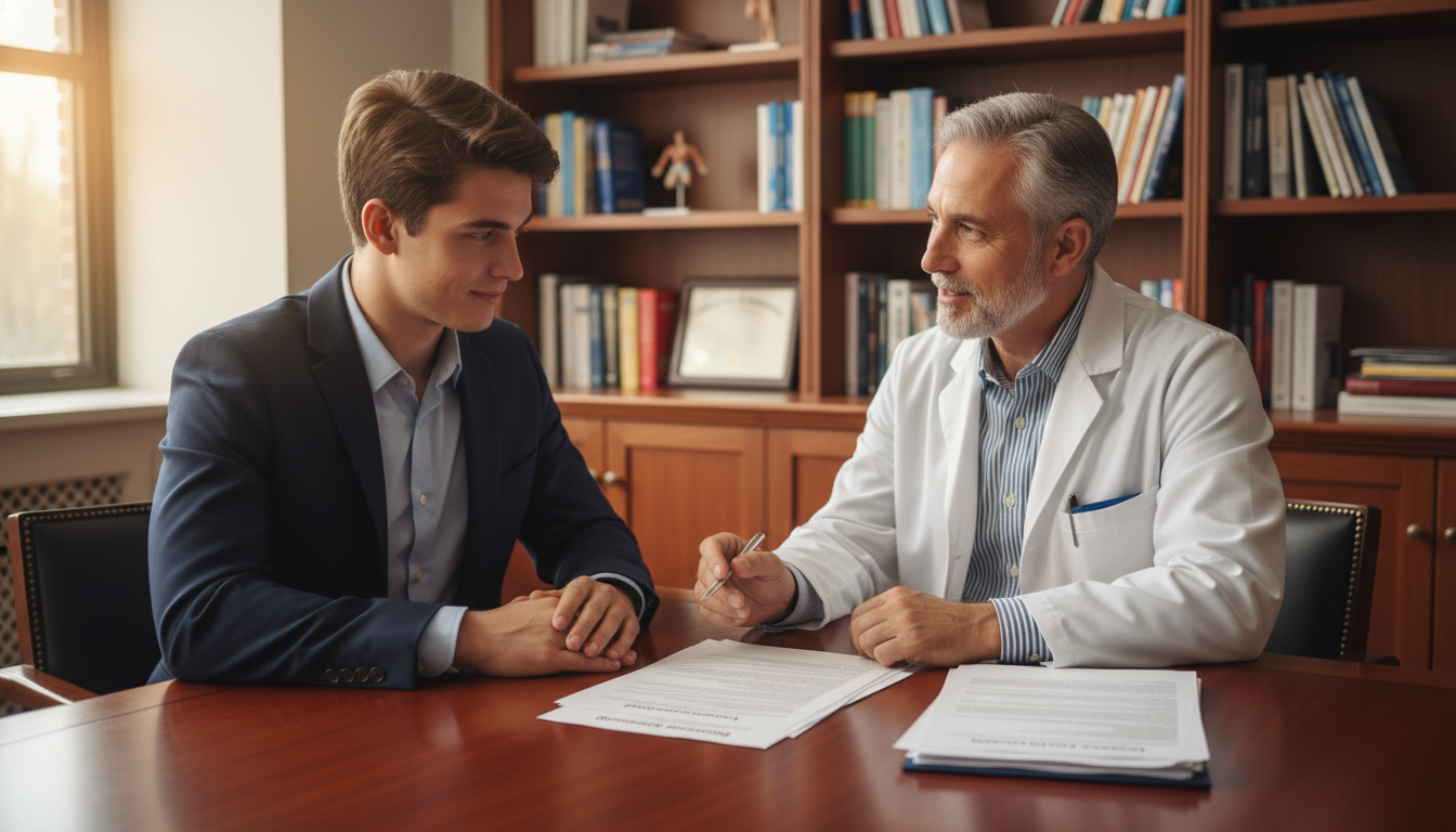 Medical student meeting with mentor to discuss residency application strategy - MD graduate residency for Low Step Score Stra