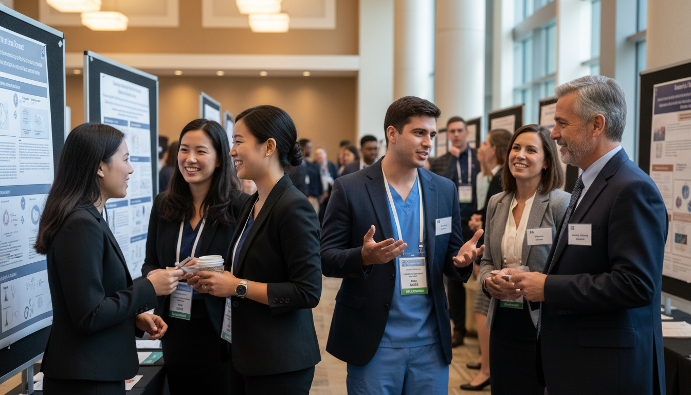 Medical conference breakout networking among residents and faculty Medical conference breakout networking among residents and faculty - MD graduate residency for Networking in Medicine Strateg