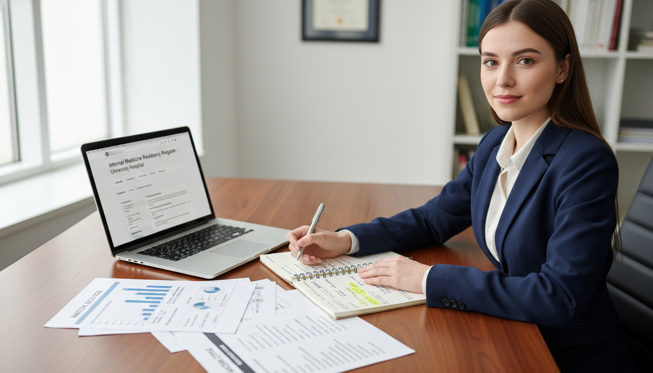 MD graduate reviewing residency program information - MD graduate residency for Pre-Interview Preparation Strategies for MD G