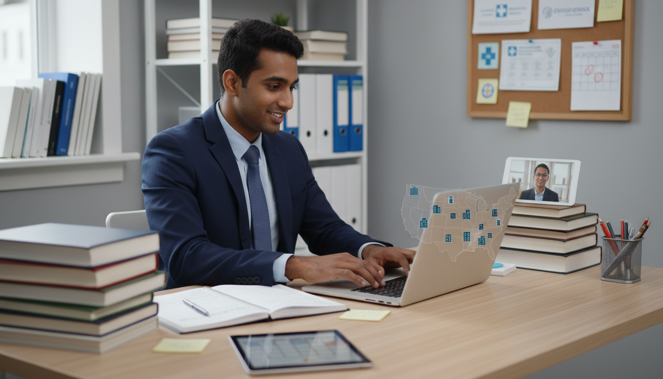 Non-US citizen IMG physician interviewing via video call for attending position Non-US citizen IMG physician interviewing via video call for attending position - non-US citizen IMG for Job Search Timing St