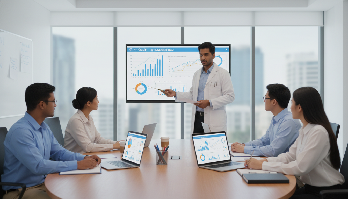 Resident committee meeting discussing quality improvement Resident committee meeting discussing quality improvement - non-US citizen IMG for Leadership Positions in Residency Strategi
