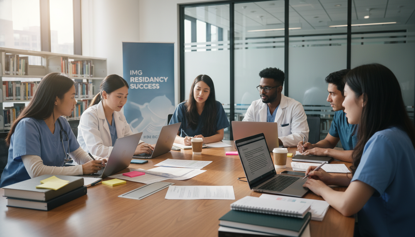 International medical graduates collaborating on residency applications - non-US citizen IMG for Personal Statement Writing S