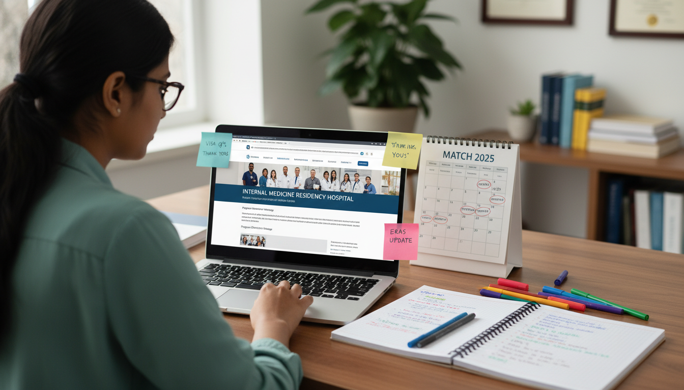 Residency applicant researching programs and taking notes - non-US citizen IMG for Pre-Interview Preparation Strategies for N