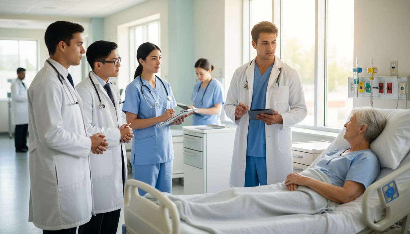 Medical student presenting on rounds during away rotation Medical student presenting on rounds during away rotation - US citizen IMG for Away Rotation Strategy Strategies for US Citiz