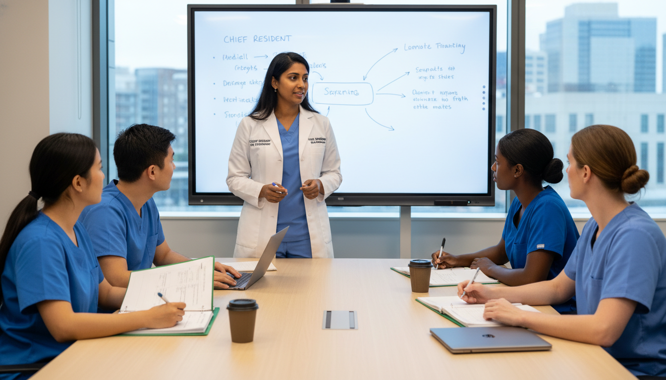 US citizen IMG mentoring junior residents in a teaching conference US citizen IMG mentoring junior residents in a teaching conference - US citizen IMG for Chief Resident Path Strategies for US