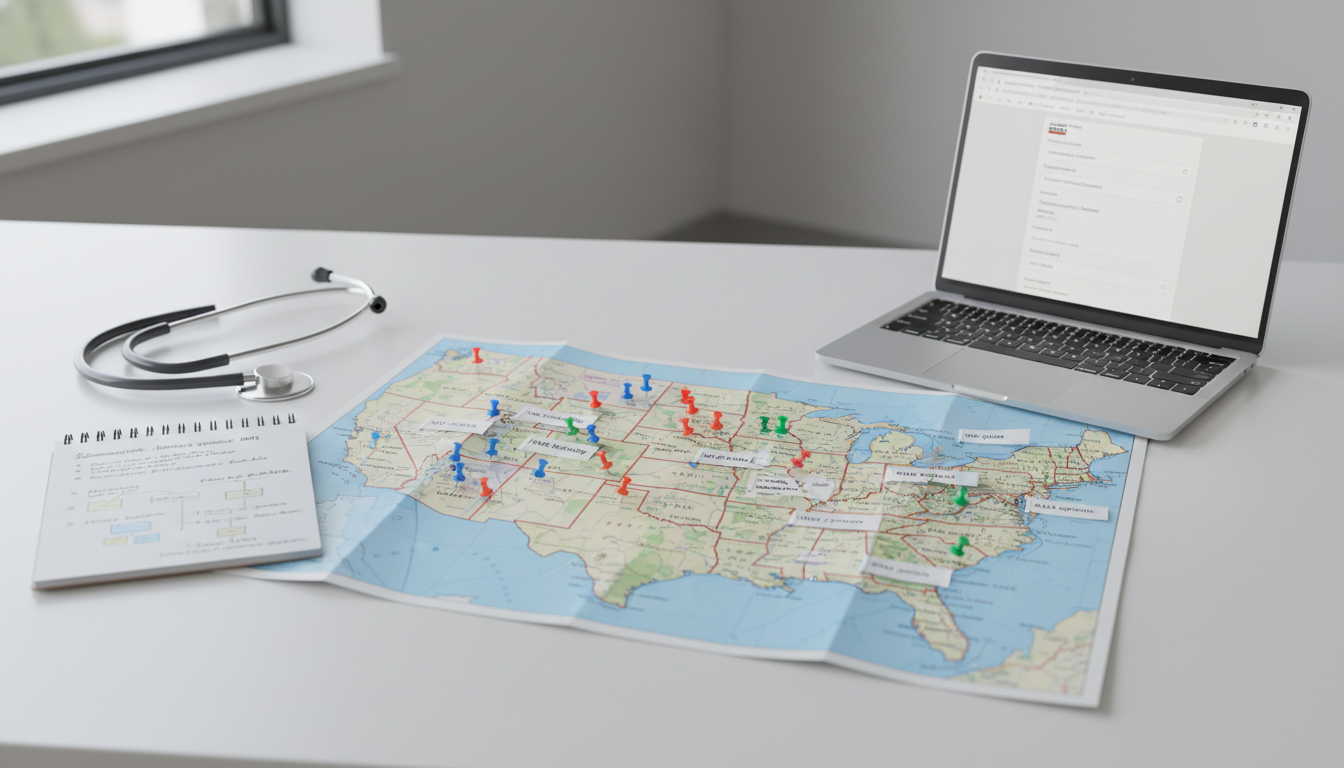 US map showing regional strategies for IMG residency applicants US map showing regional strategies for IMG residency applicants - US citizen IMG for Geographic Flexibility Strategies for US