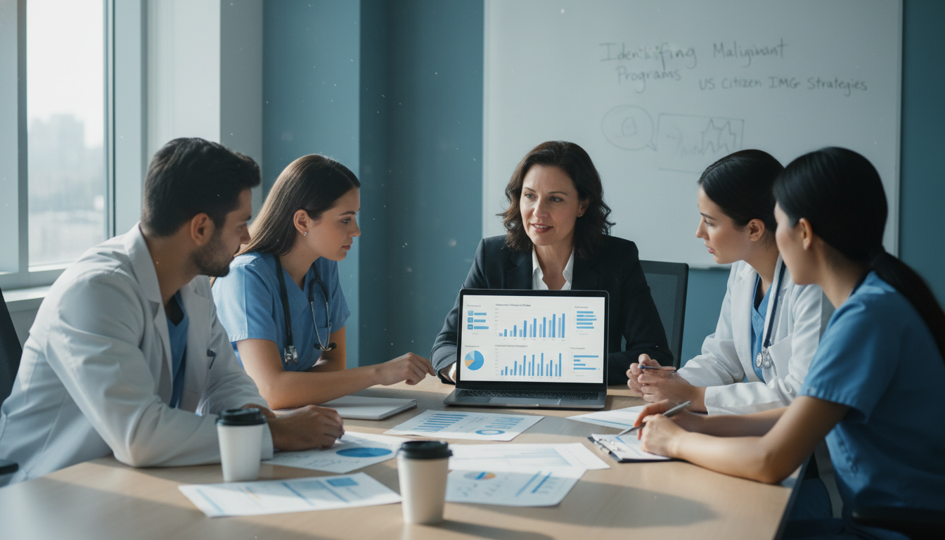 Residency program director meeting with residents about program feedback Residency program director meeting with residents about program feedback - US citizen IMG for Identifying Malignant Programs