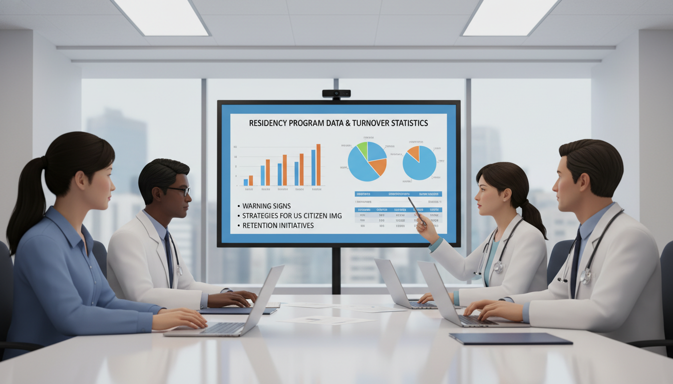 Residency program committee reviewing resident turnover data Residency program committee reviewing resident turnover data - US citizen IMG for Resident Turnover Warning Signs Strategies