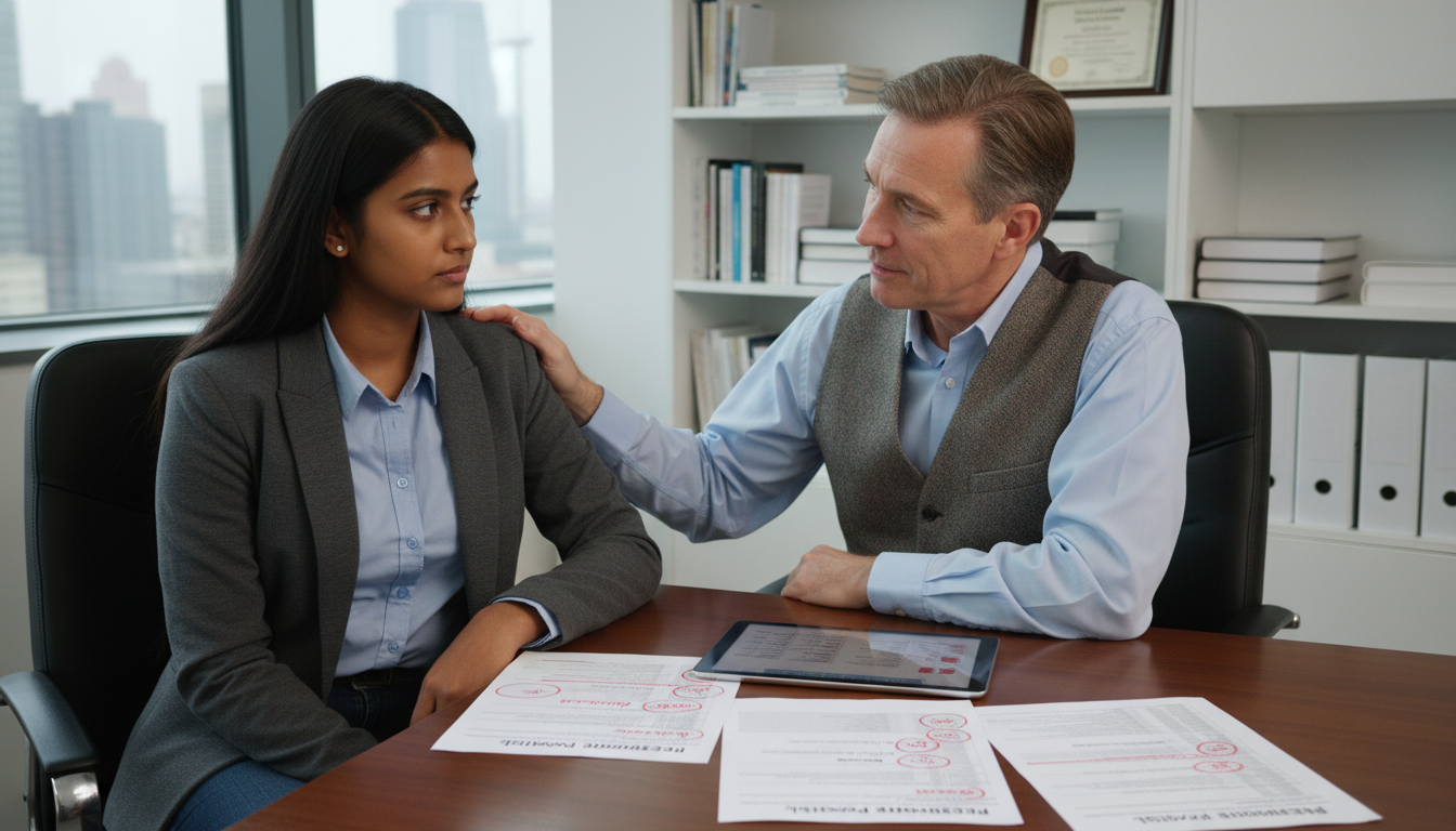 International medical graduate discussing residency concerns with mentor International medical graduate discussing residency concerns with mentor - US citizen IMG for Resident Turnover Warning Signs