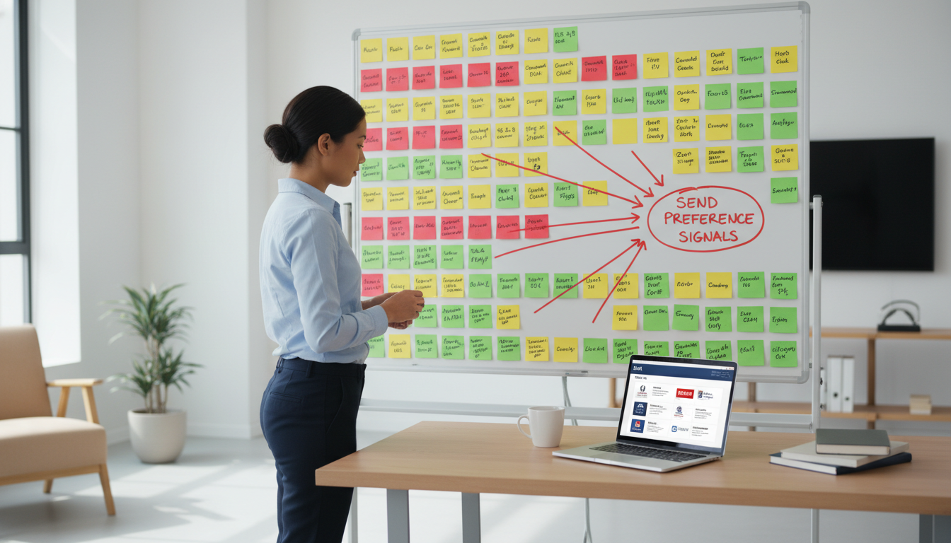 US citizen IMG planning ERAS preference signals on a whiteboard - US citizen IMG for Signaling & Preference System Strategies