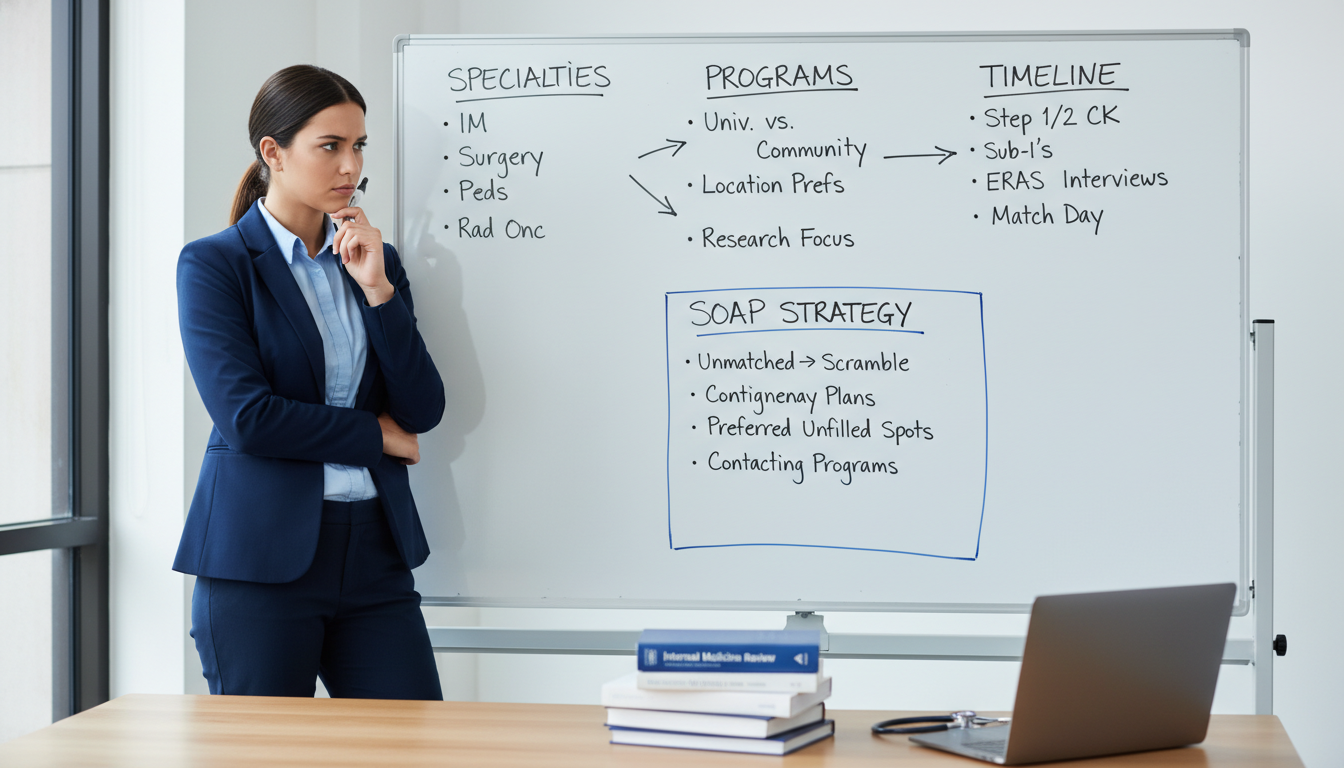 Medical graduate planning SOAP strategy on a whiteboard - US citizen IMG for SOAP Preparation Strategies for US Citizen IMG