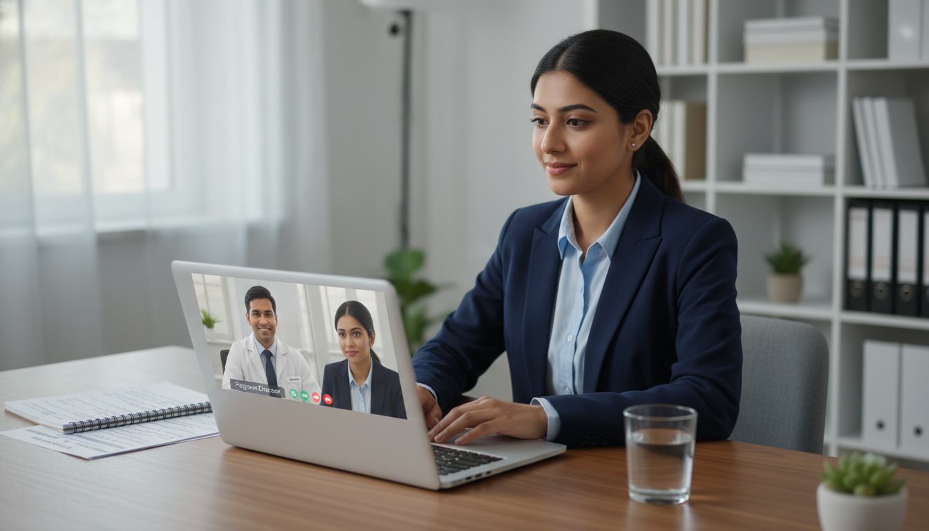 US citizen IMG rehearsing SOAP interview via video call - US citizen IMG for SOAP Preparation Strategies for US Citizen IMG