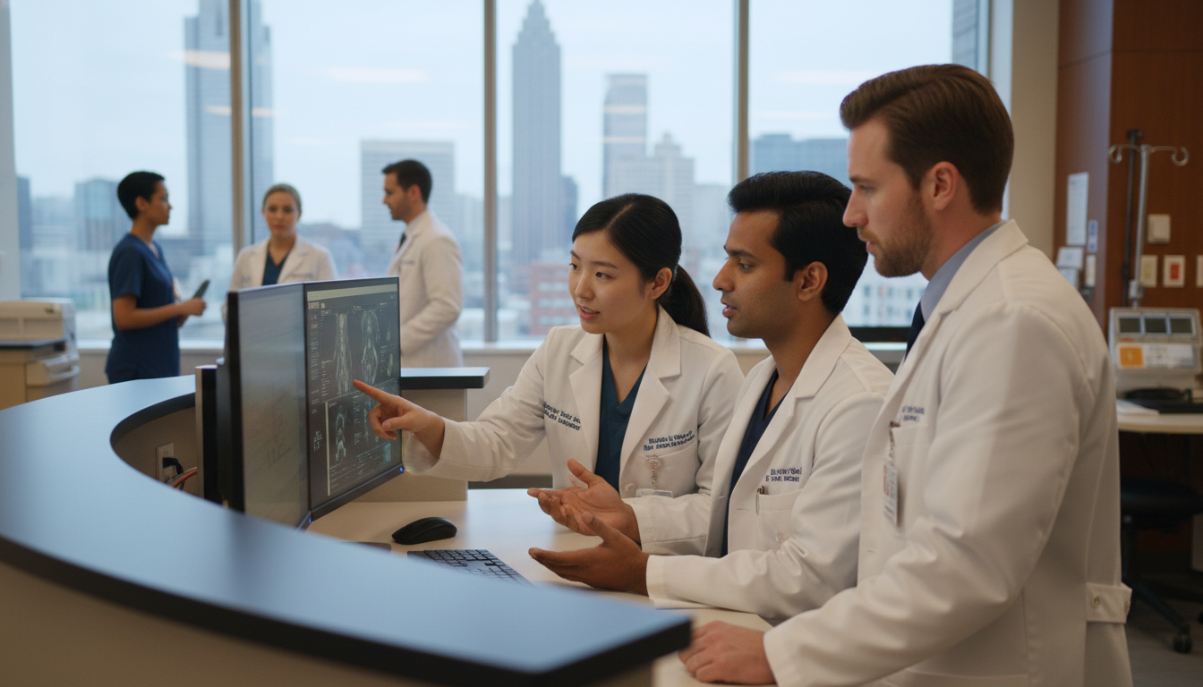 Medical residents collaborating in Atlanta hospital Medical residents collaborating in Atlanta hospital - Atlanta residency programs for H-1B Sponsorship Programs for Residency