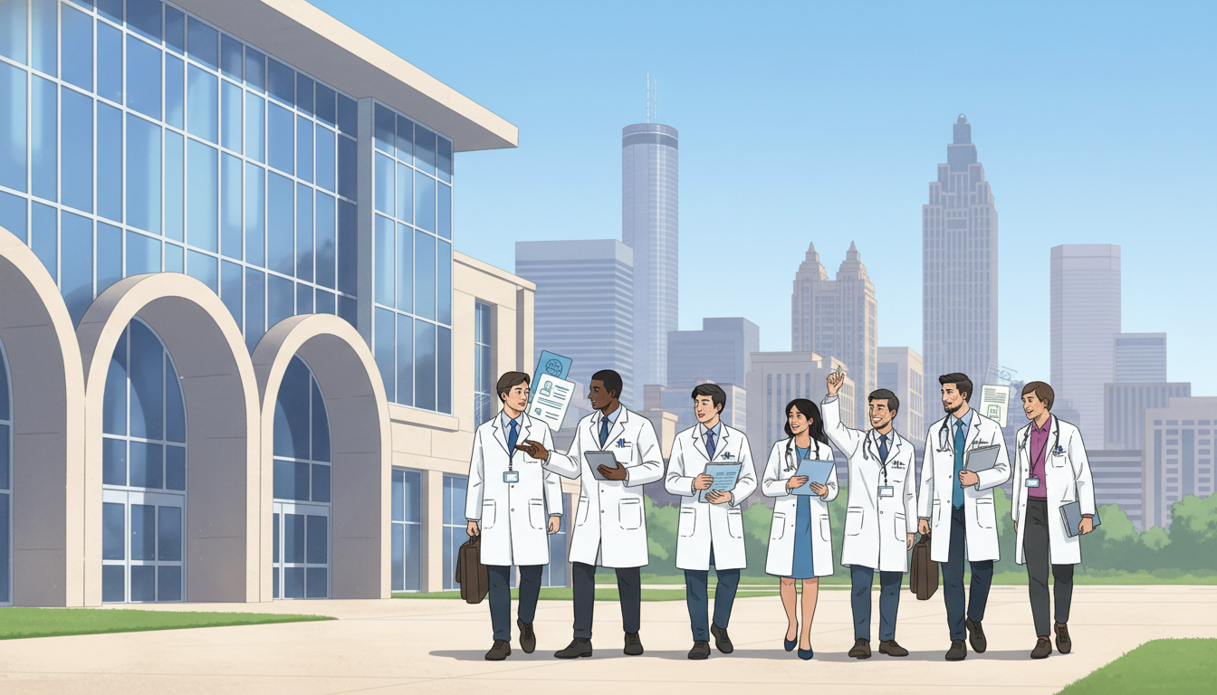 Atlanta hospital and skyline emphasizing residency and visa processes Atlanta hospital and skyline emphasizing residency and visa processes - Atlanta residency programs for Visa Navigation for Re
