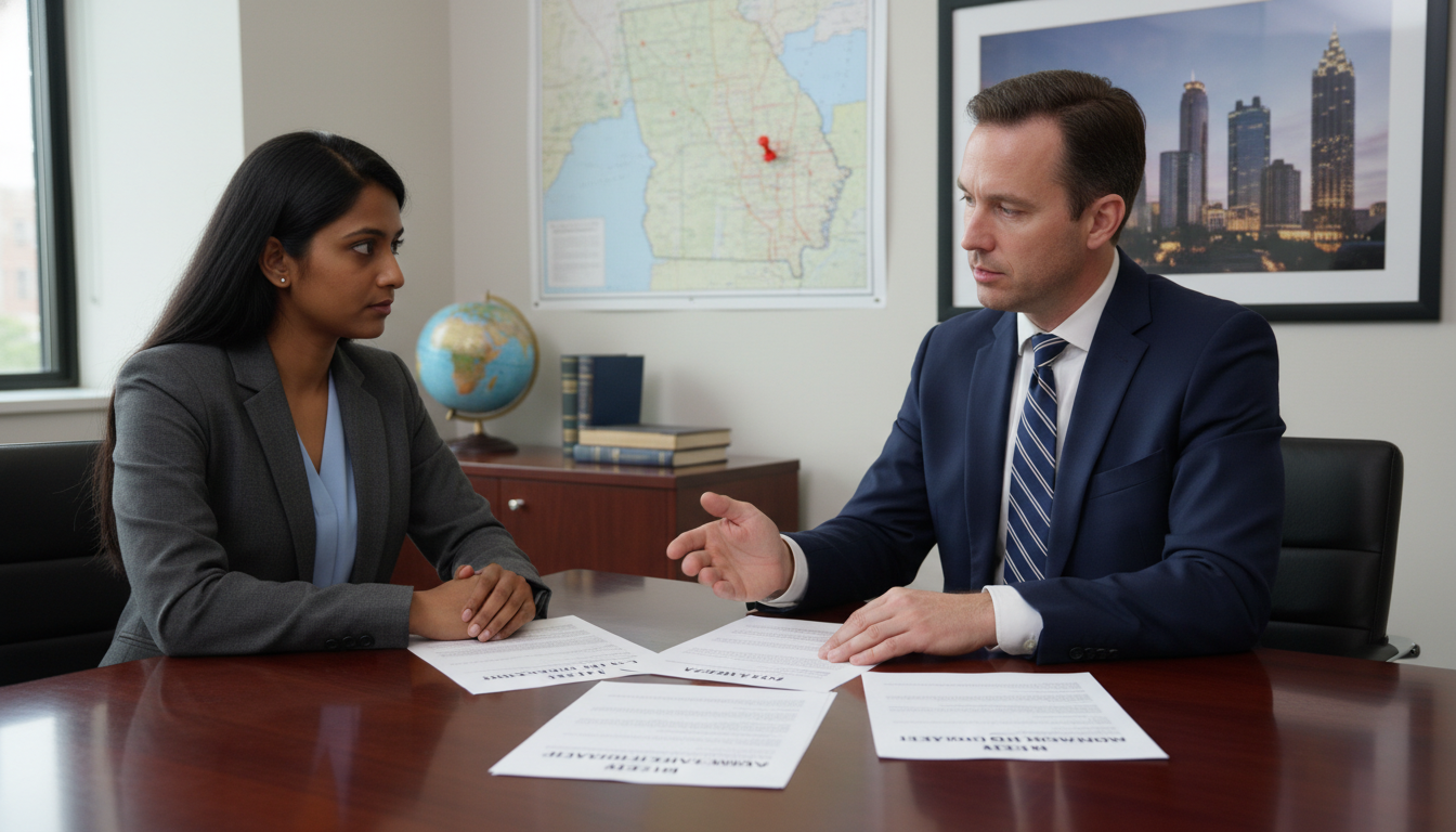 International medical graduate consulting an immigration attorney about residency visas in Atlanta International medical graduate consulting an immigration attorney about residency visas in Atlanta - Atlanta residency progra