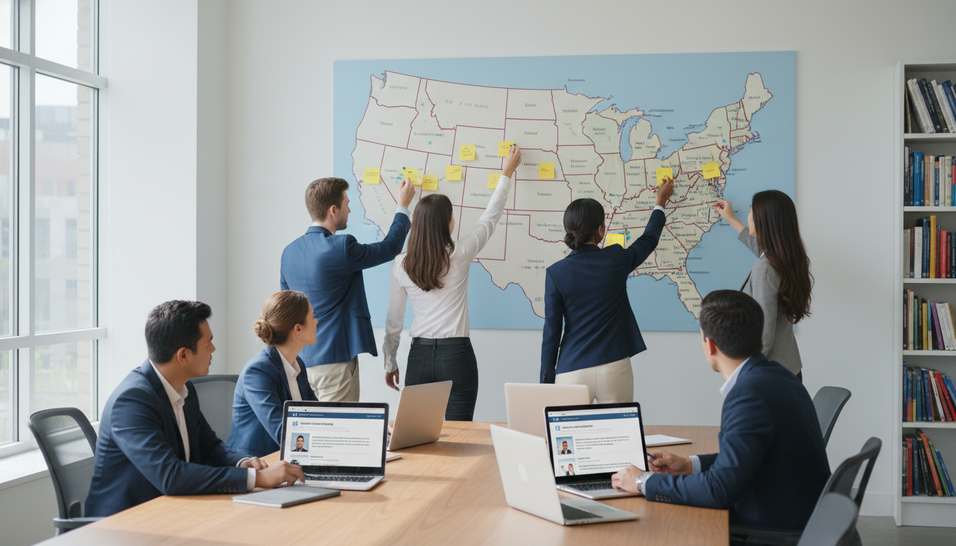 Residency applicants planning geographic strategies on a map Residency applicants planning geographic strategies on a map - border region residency for Geographic Flexibility for Residen