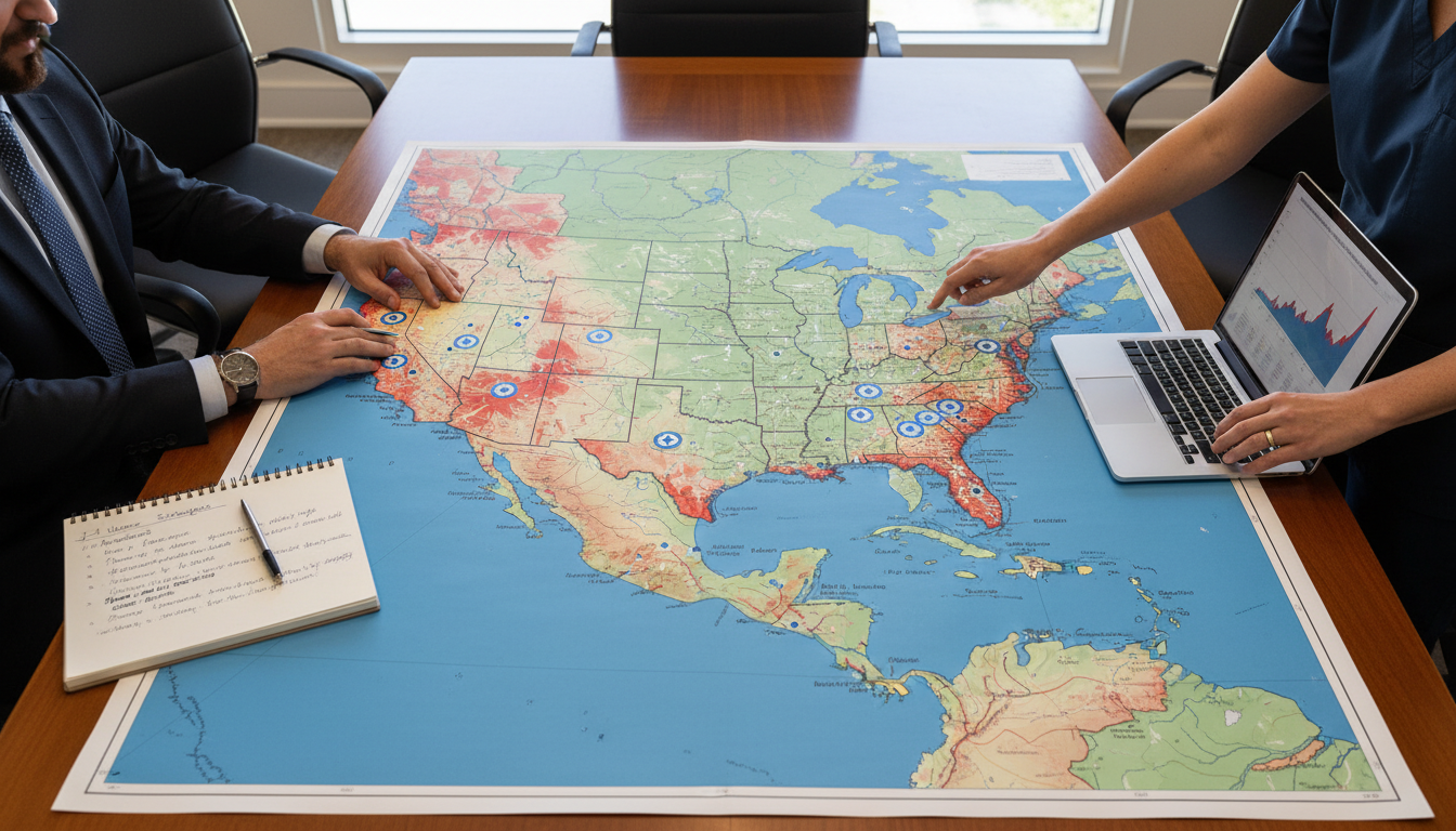 Map of US-Mexico border region highlighting underserved areas for J-1 waiver placement Map of US-Mexico border region highlighting underserved areas for J-1 waiver placement - border region residency for J-1 Waiv