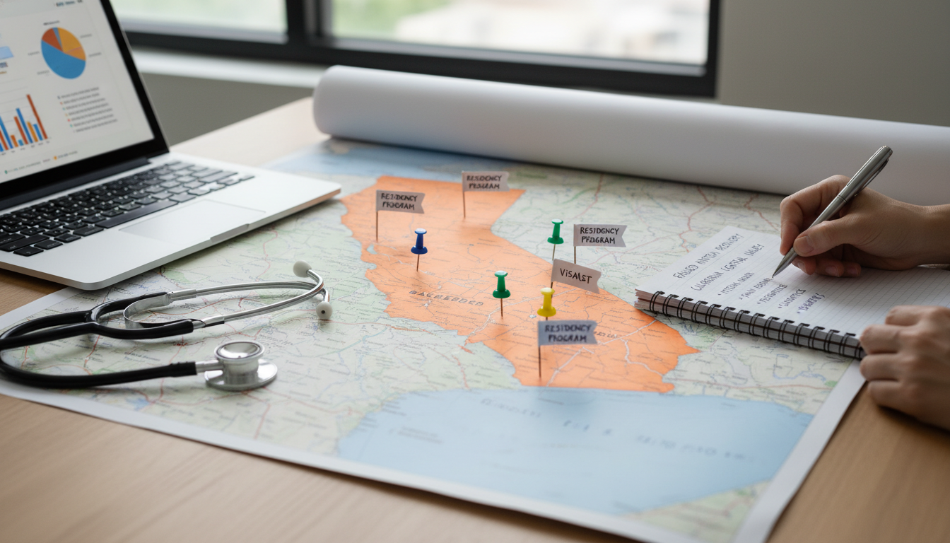 Map of California Central Valley with key residency program locations highlighted Map of California Central Valley with key residency program locations highlighted - Central Valley residency for Failed Match