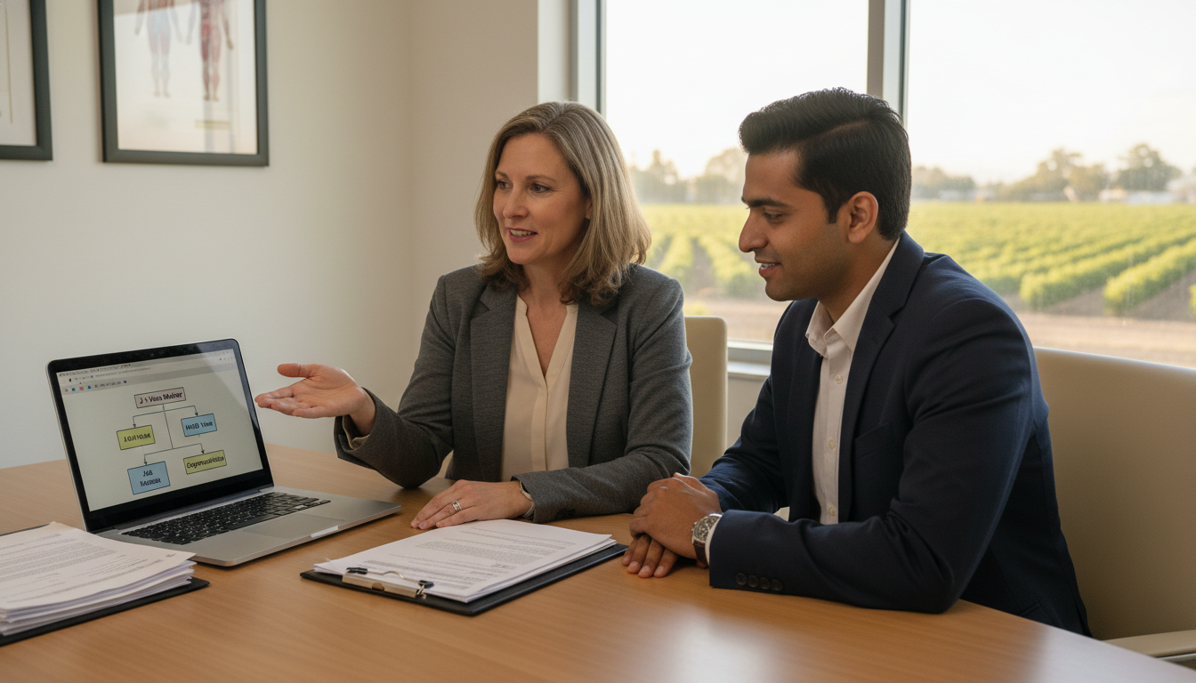 Resident and program director reviewing J-1 waiver and employment options Resident and program director reviewing J-1 waiver and employment options - Central Valley residency for J-1 Waiver Strategie